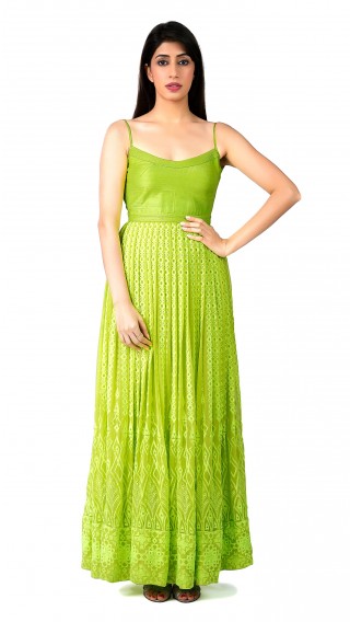 Lime Green Chiffon Gown