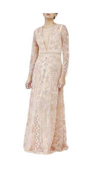 Nude Embroidered Gown