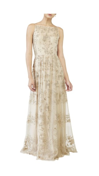 Beige Embroidered Gown
