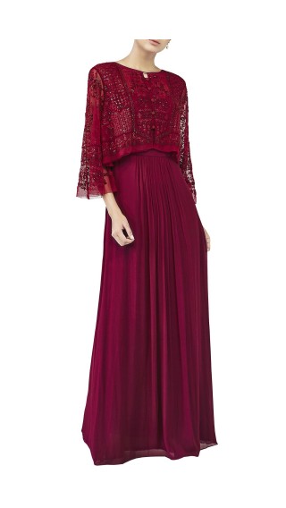 Ruby Red Cape Gown