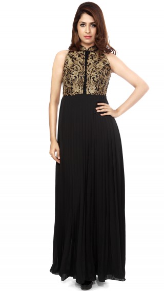 Black Pleated Gown