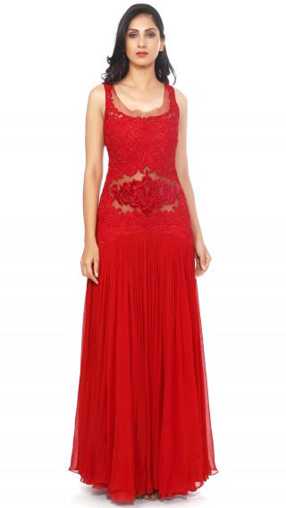 Red Chiffon Gown