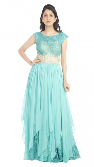 Turquoise Chiffon Gown