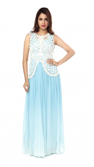 Aqua Ombre Gown with Jacket