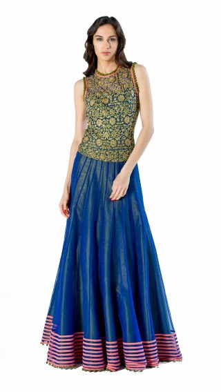Cobalt Bue Embroidered Gown