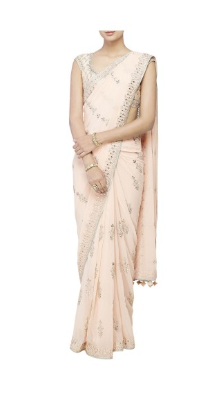 Blush Georgette Sari With Blouse