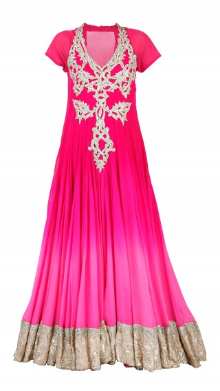 Candy Pink Shaded Floor Length Anarkali