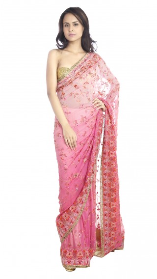Embroidered Ombre Saree