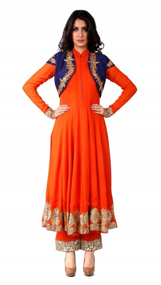 Orange Kalidar with Blue jacket
