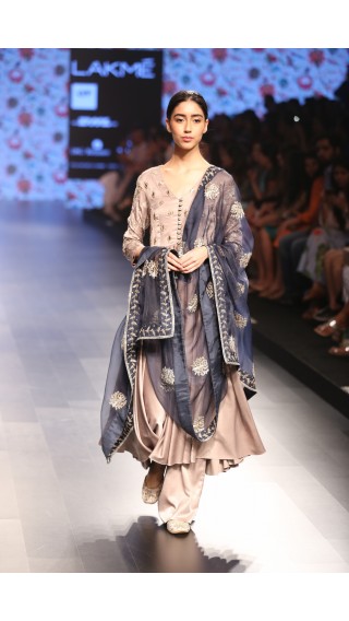 Suede Anarkali with Palazzos