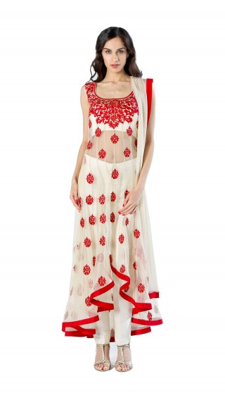 White and Red Anarkali