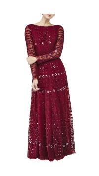 Ruby Red Mirrorwork Gown