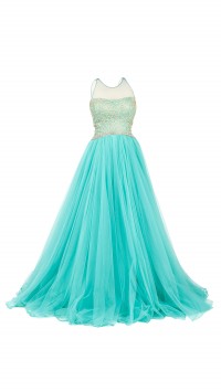 Aqua blue embroidered gown
