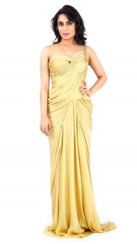 Yellow Gold Saree Gown