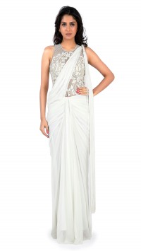 White Saree Gown