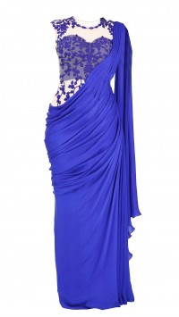 Royal Blue Saree Gown