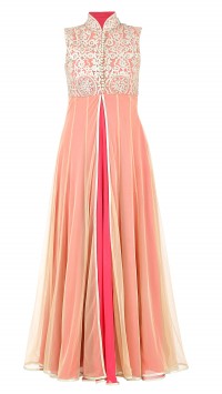 Pink Front Slit Gown