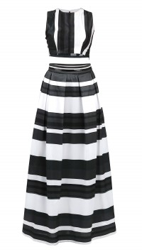 Black & White Digital Print Skirt and Crop Top