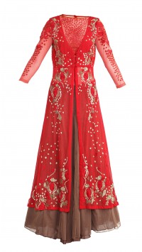 Red Jacket and Lengha Set
