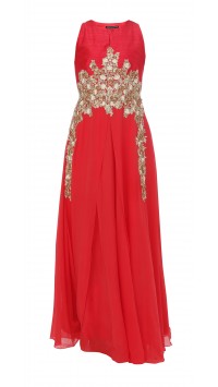 Coral Embellished Gown 