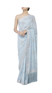 Powder Blue Gota Sari With Blouse