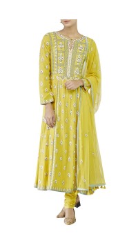 Yellow embroidered Suit