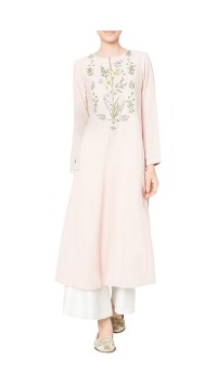 Blush Pink Cotton Georgette Embroidered Maanika Tunic