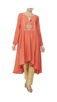 Rust embroidered tunic