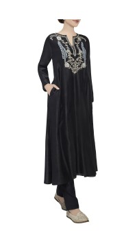 Black Chanderi Silk Tunic