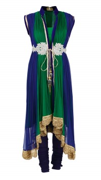 Persian Blue and Emerald Green Kurta Set