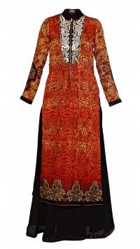 Digitally Printed Chinese Collar Suit With Pallazzos