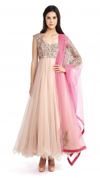 Nude and Pink Net Anarkali