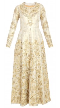 Gold Embroidered Anarkali with Pants