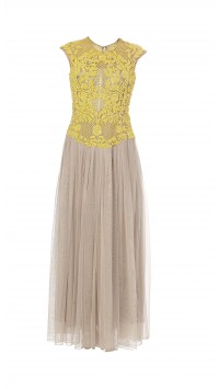 Oyster and Yellow Anarkali