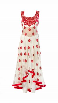 White and Red Anarkali