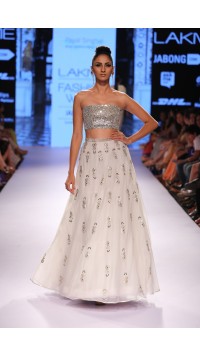 Ivory Mirror Embroidered Skirt and Choli