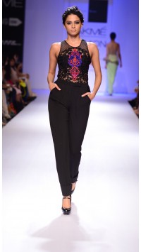 Multi-Colour Embroidered Bodysuit with Straight Pants